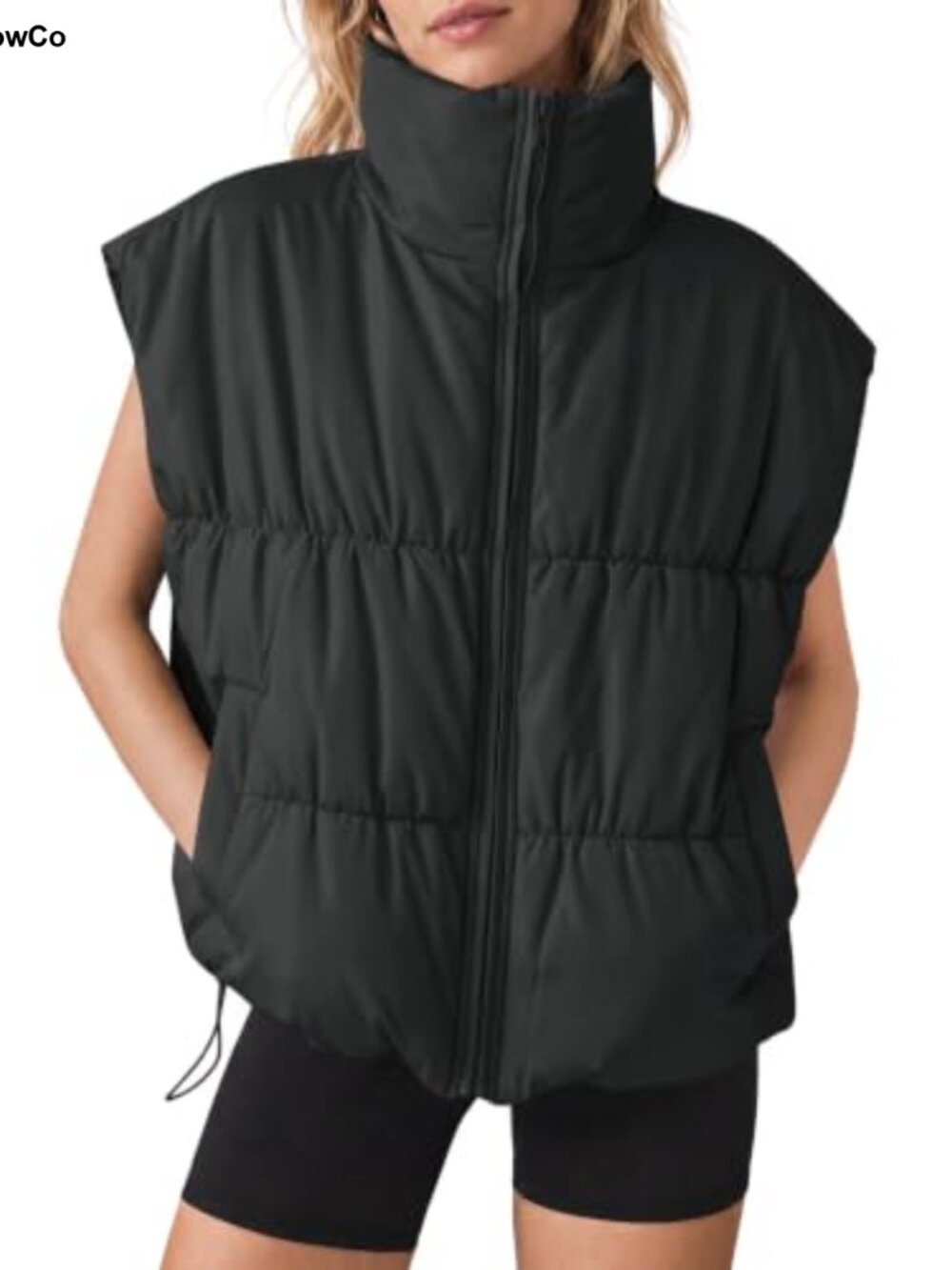 Womens Quilted Puffer Vest Sleeveless Zip Up Outerwear with Pockets